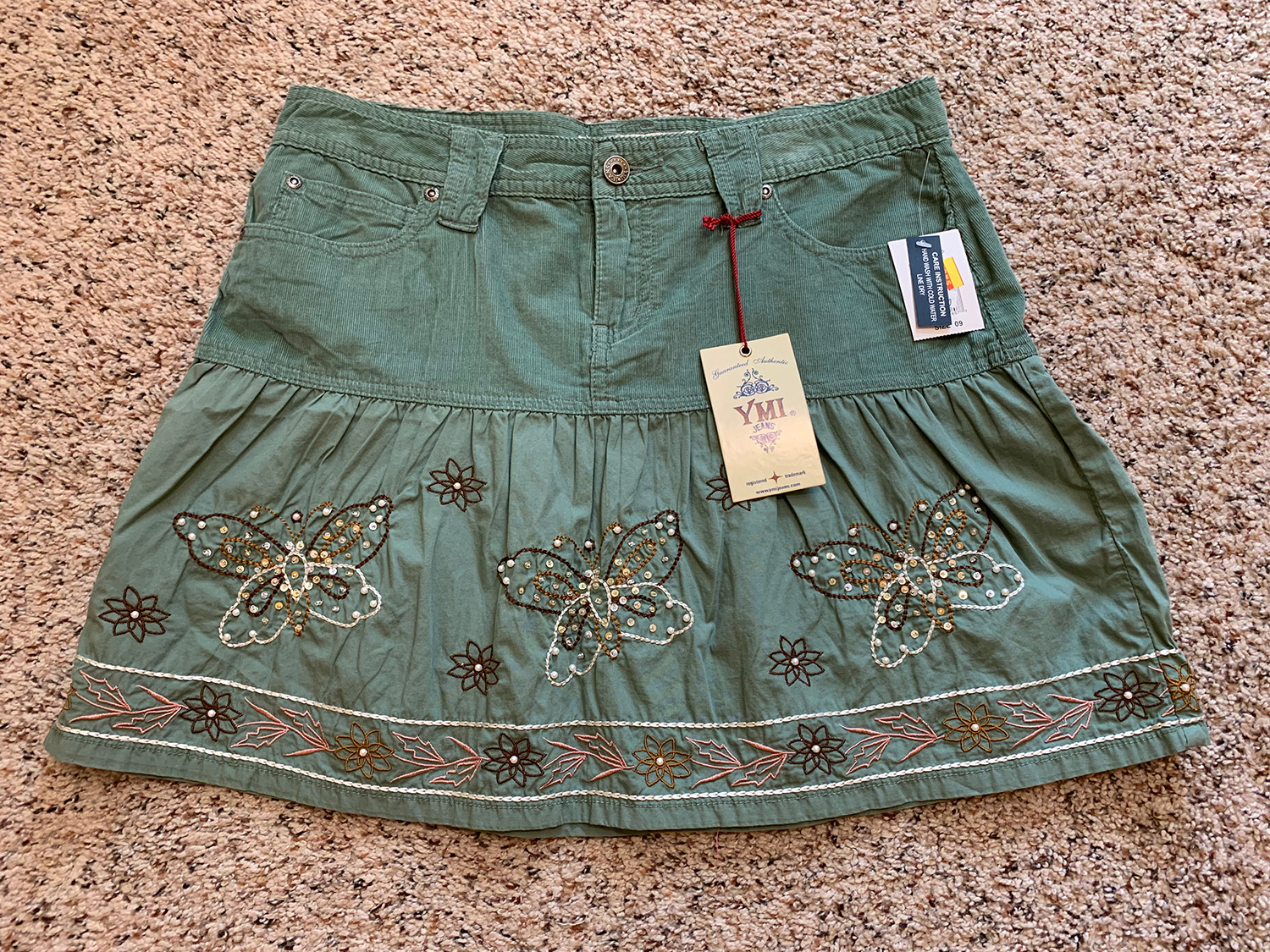 YMI Womens Corduroy Cotton Skirt New with Tags NWT Size 9